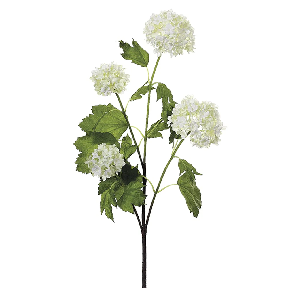 24" Hand-Wrapped Silk Snowball Flower Spray -Cream (Pack of 12)
