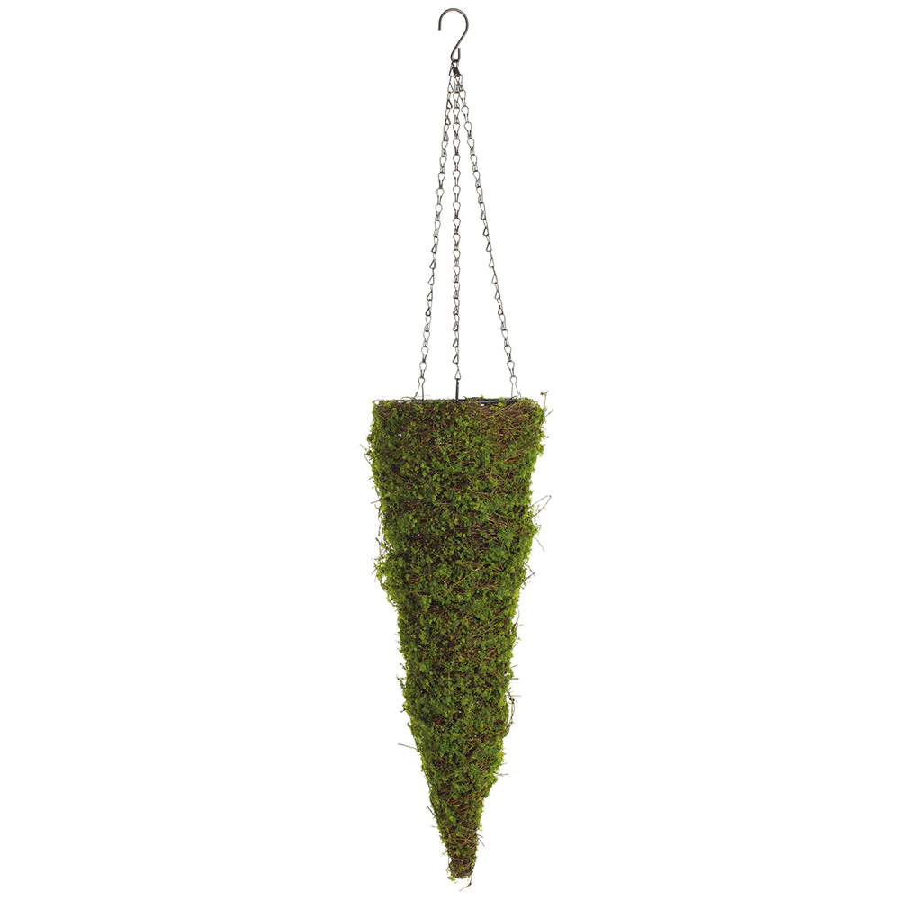 24" Hanging Artificial Moss Topiary -Green (Pack of 4)