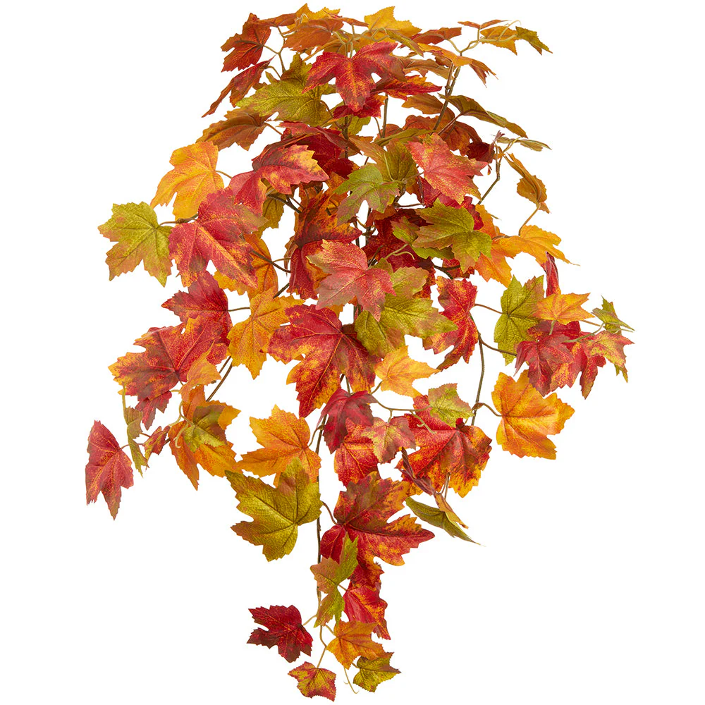 24" Hanging Maple Leaf Silk Plant -Flame/Green (Pack of 6)