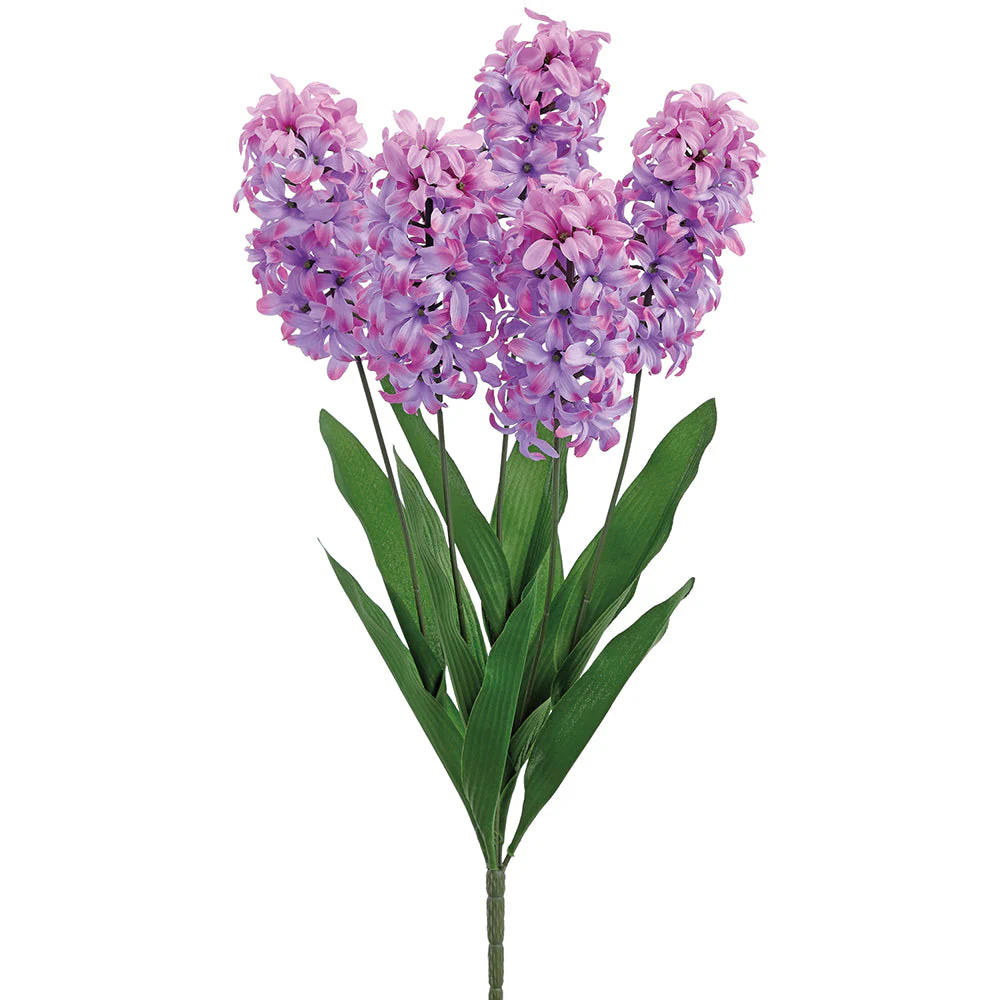 24" Hyacinth Silk Flower Bush -2 Tone Purple (Pack of 12)