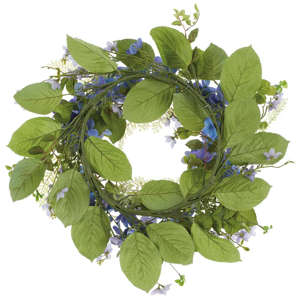 24" Hydrangea, Rose Myrtle & Mint Leaf Silk Flower Wreath -Helio (Pack of 2) - Image 2