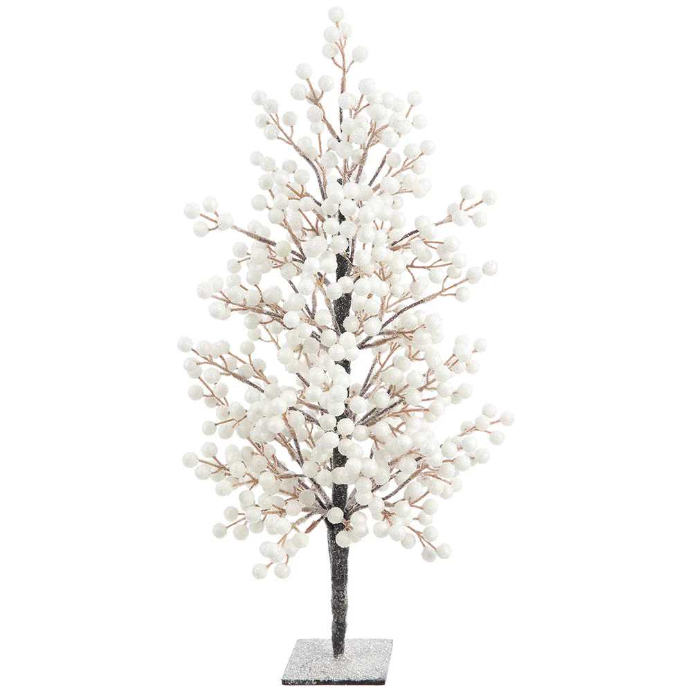 24" Iced Artificial Berry Tree w/Stand -White
