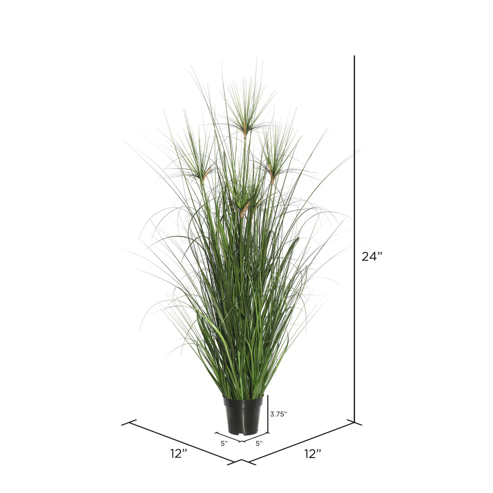 24" IFR PVC Brushed Grass Artificial Plant w/Pot -Green - Image 3