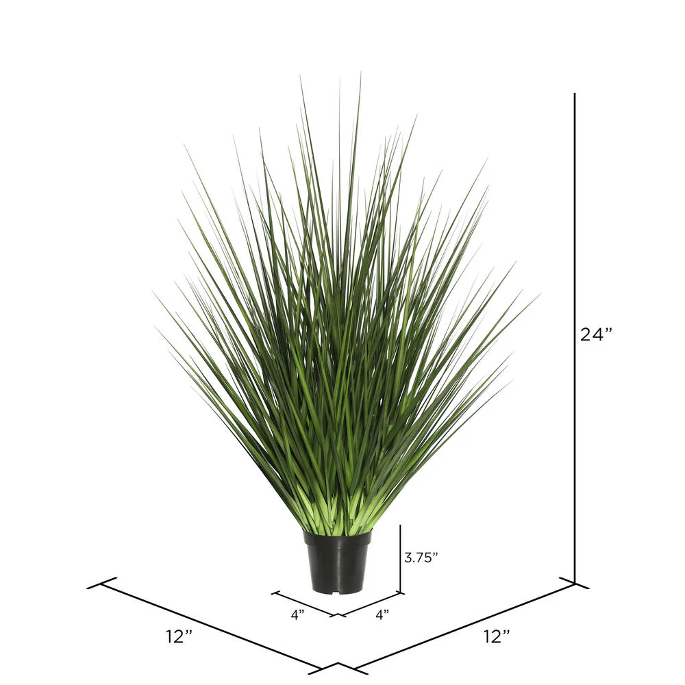 24" IFR PVC Extra Full Grass Artificial Plant w/Pot -Green - Image 4