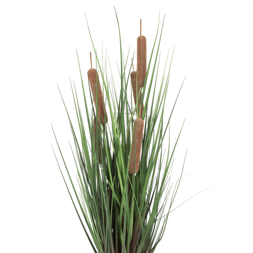 24" IFR PVC Grass & Cattail Artificial Plant w/Pot -Green/Brown - Image 2