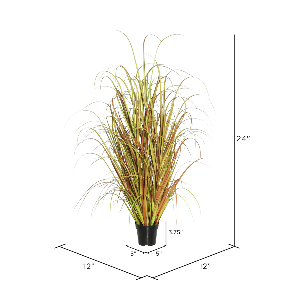 24" IFR PVC Mixed Grass Artificial Plant w/Pot -2 Tone Brown - Image 3
