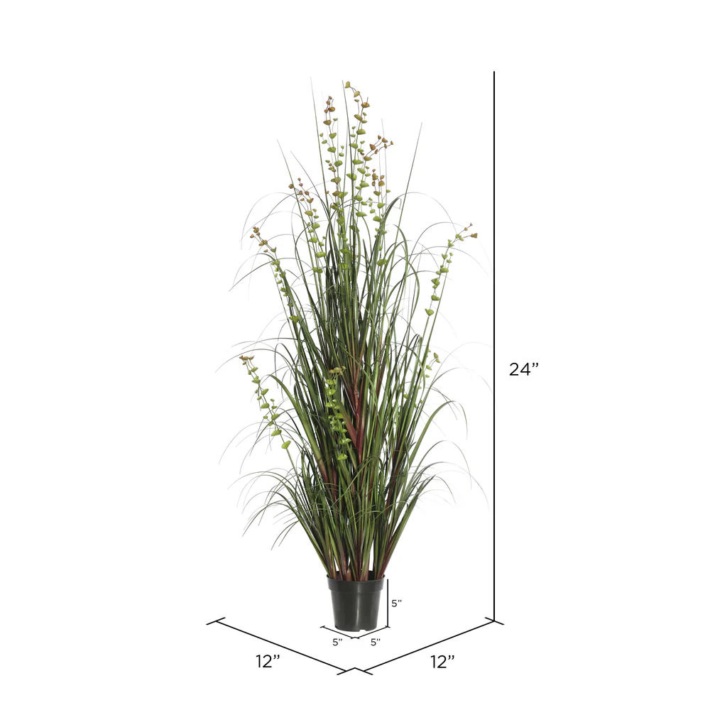 24" IFR PVC Seeded Eucalyptus Grass Artificial Plant w/Pot -Green - Image 4