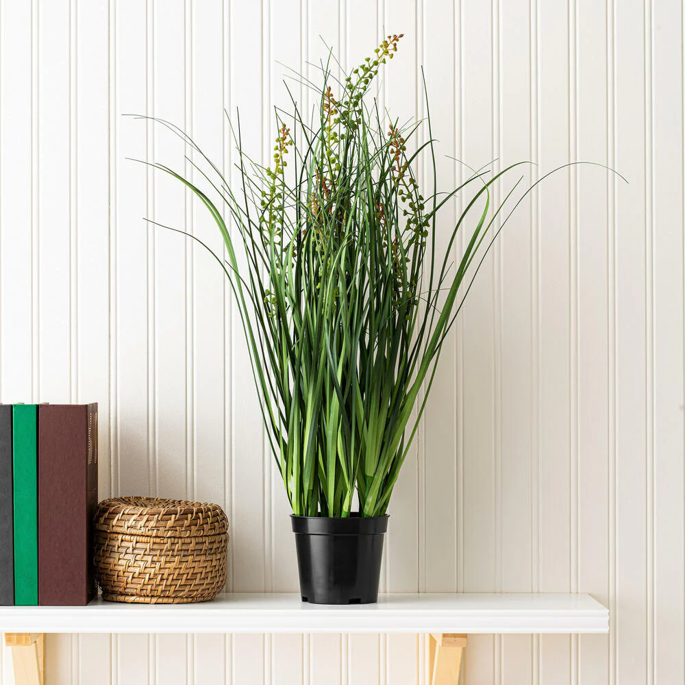 24" IFR PVC Sheep's Grass Artificial Plant w/Pot -Green - Image 7