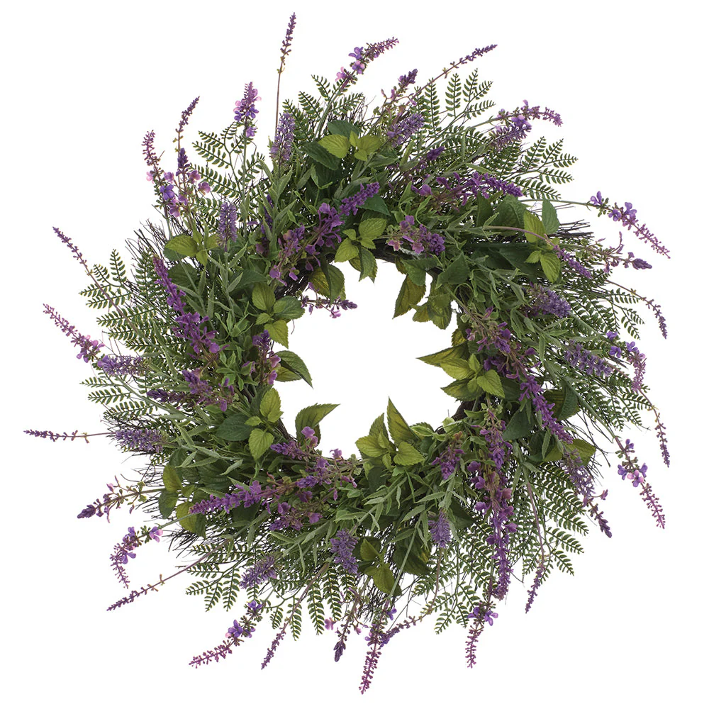 24" Lavander Artificial Wreath -Purple (Pack of 4)