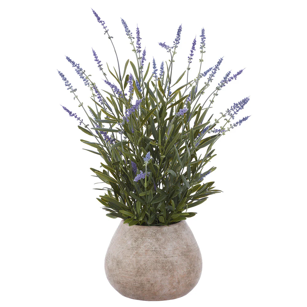 24" Lavender Silk Flower Arrangement w/Cement Pot -Lavender/Purple (Pack of 2)