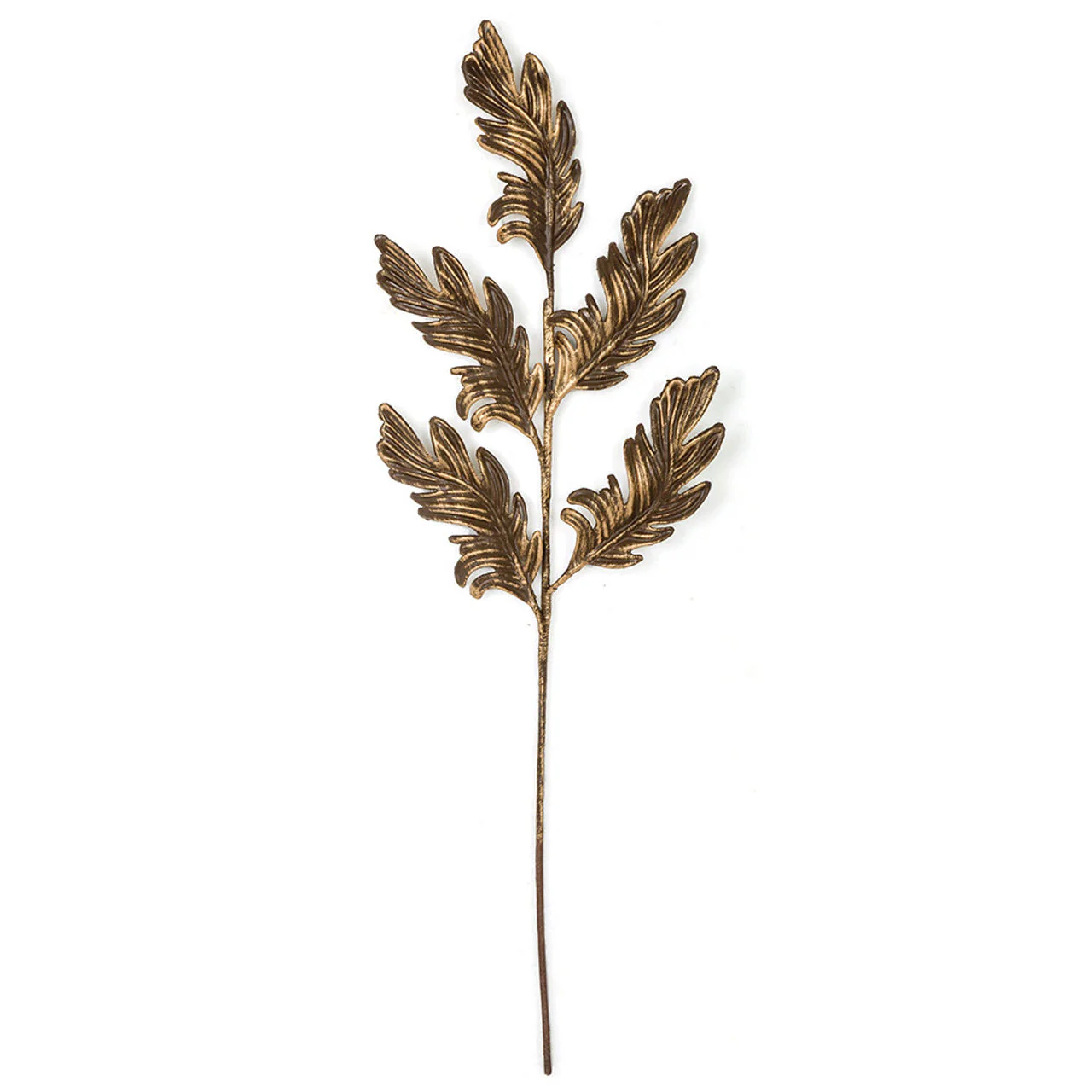 24" Metallic Artificial Feather Stem -Antique Gold (Pack of 24)
