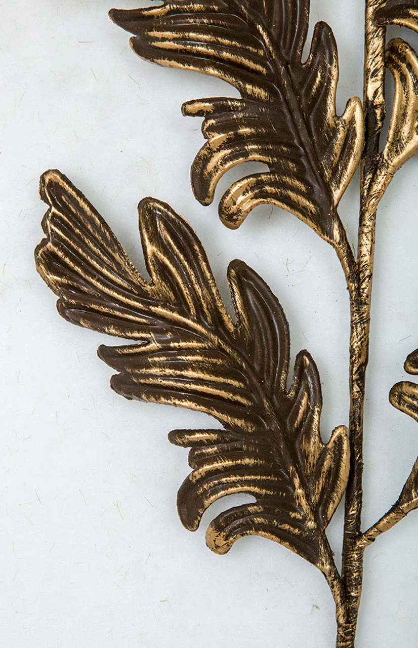 24" Metallic Artificial Feather Stem -Antique Gold (Pack of 24) - Image 2