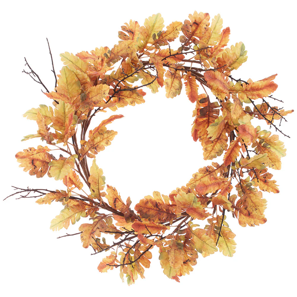 24" Oak Leaf Silk Wreath -2 Tone Mustard (Pack of 2)
