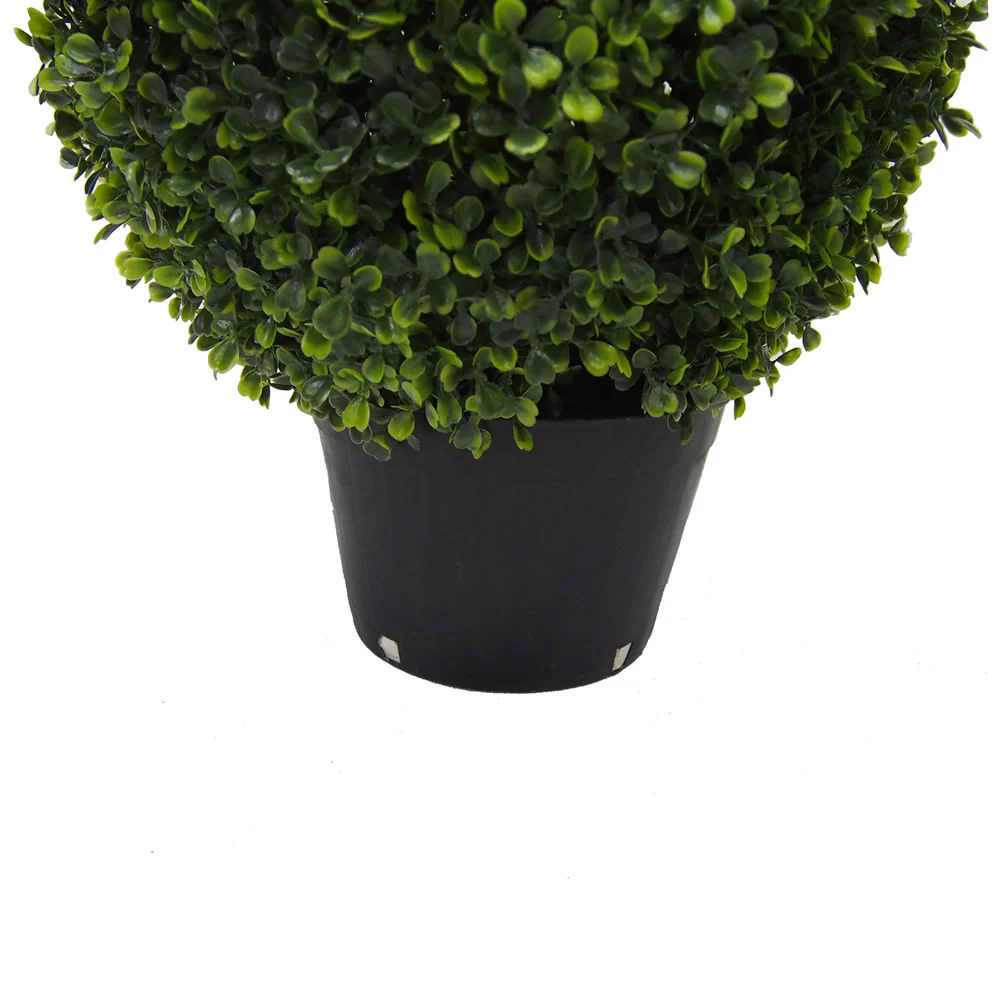 24" Outdoor UV-Resistant Artificial Boxwood Teardrop-Shaped Topiary w/Pot -Green - Image 4