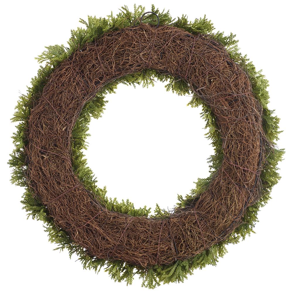 24" PE Soft-Touch Spike Moss Artificial Wreath -Green - Image 2