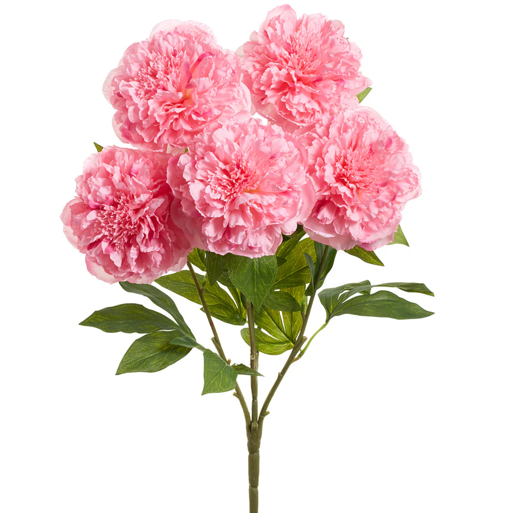 24" Peony Silk Flower Bush -2 Tone Pink (Pack of 6)