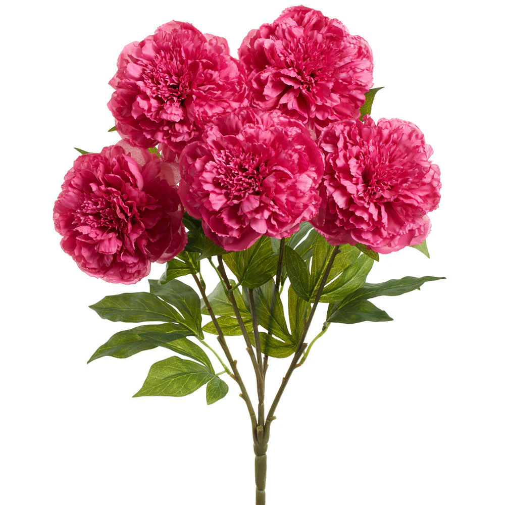 24" Peony Silk Flower Bush -Cerise (Pack of 6)