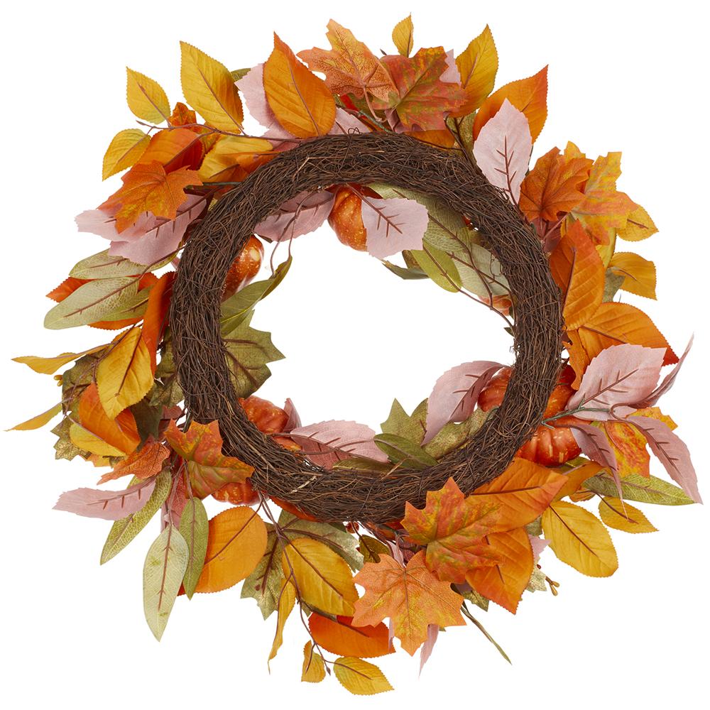 24" Pumpkin & Berry Artificial Wreath -Fall - Image 2