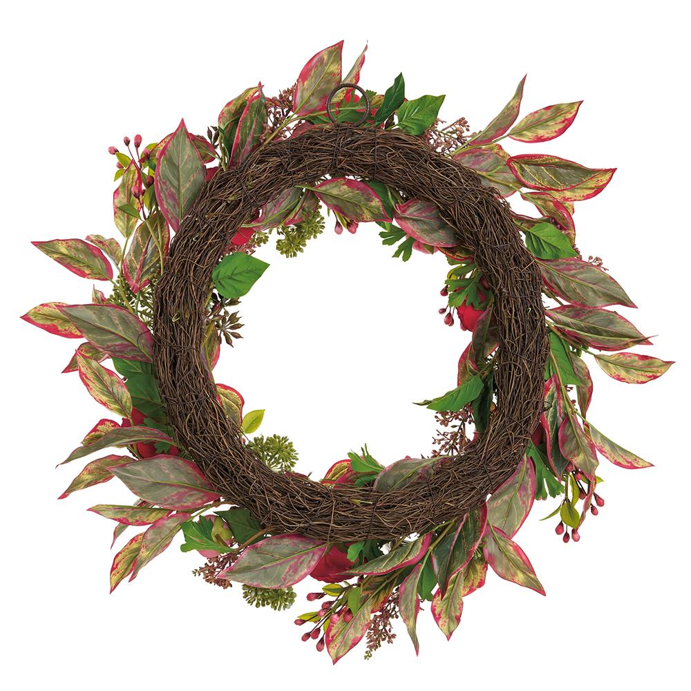 24" Ranunculus, Angelica & Pod Silk Flower Wreath -Beauty/Green (Pack of 2) - Image 2