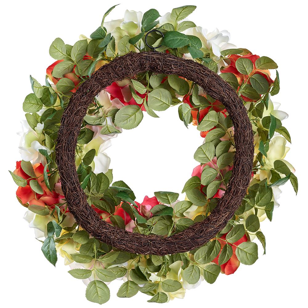 24" Rose Silk Flower Wreath -Mixed Colors (Pack of 2) - Image 2