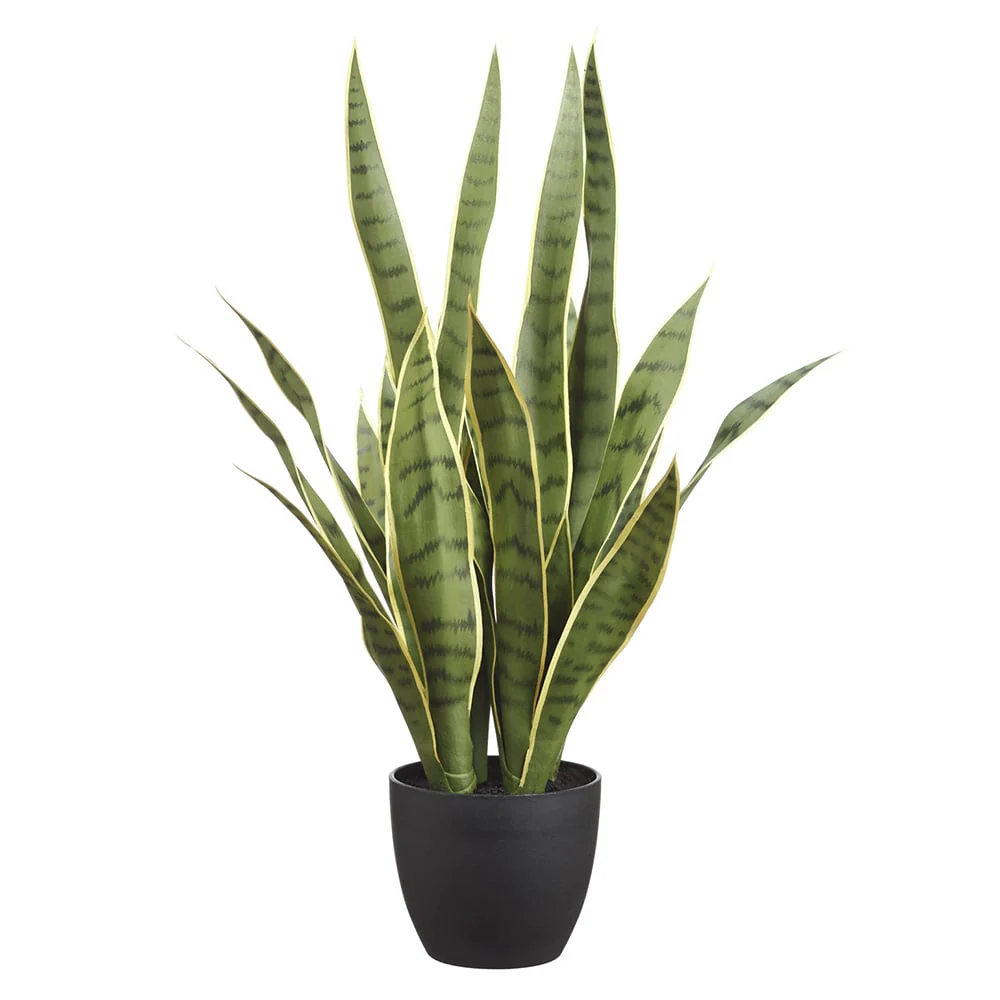 24" Sansevieria Snake Artificial Plant w/Pot -Green/Cream (Pack of 4)