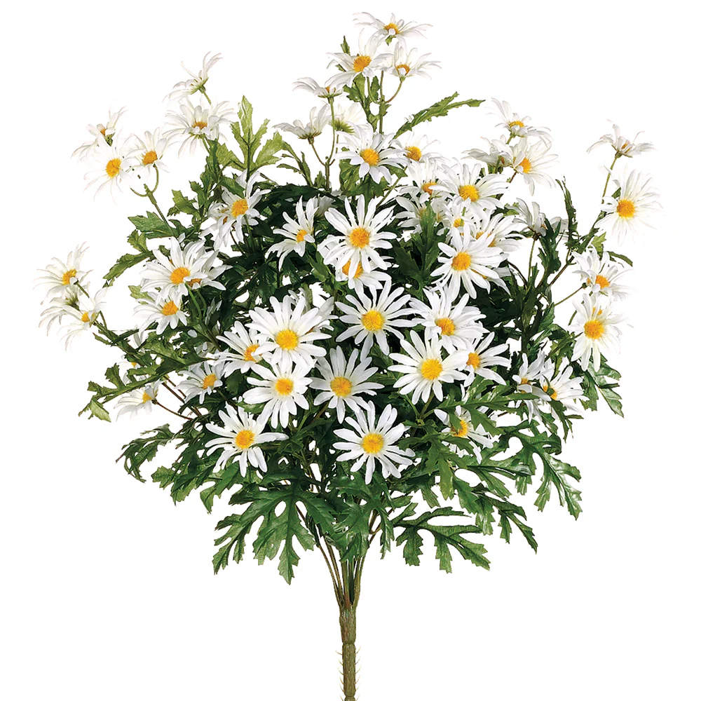 24" Silk Farmhouse Daisy Flower Bush -White (Pack of 12)