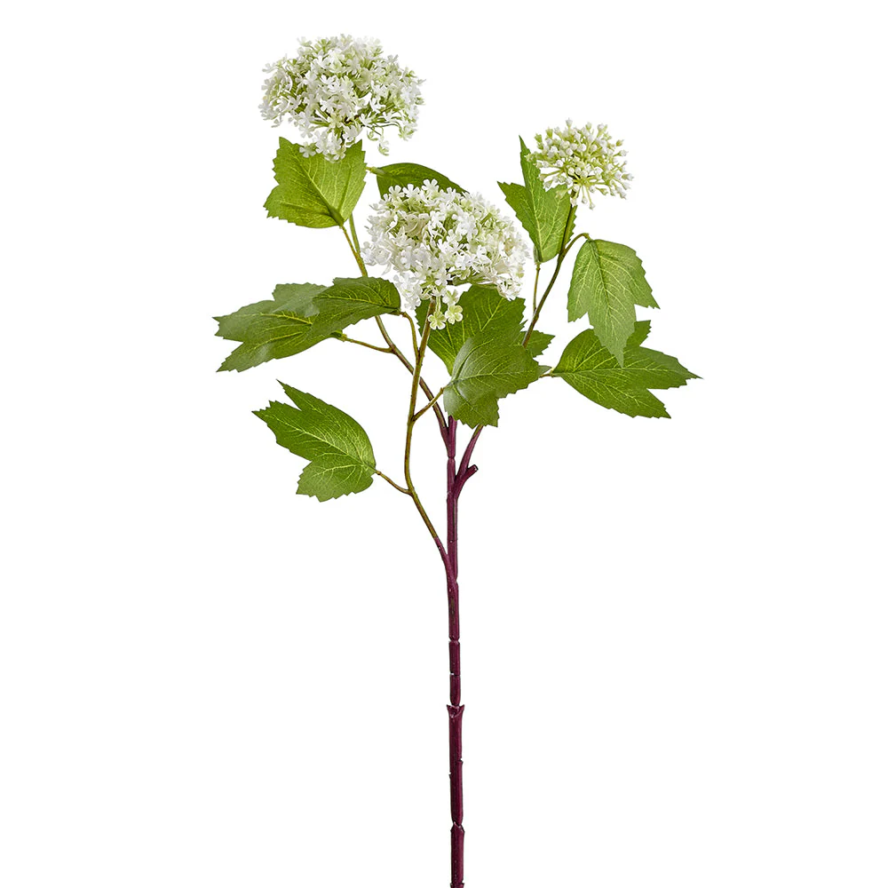 24" Snowball Faux Flower Stem -White (Pack of 12)
