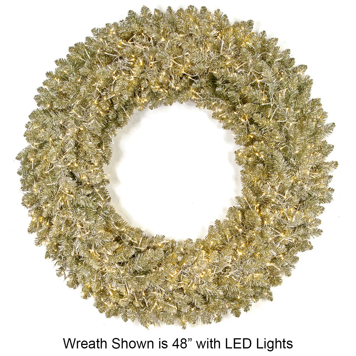 24" Tinsel Sparkling Champagne Artificial Wreath, Micro LED Pre-Lit -Champagne