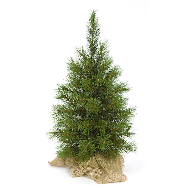 24"Hx14"W Jack Pine Artificial Tree w/Burlap Base, Unlit -Green (Pack of 6)