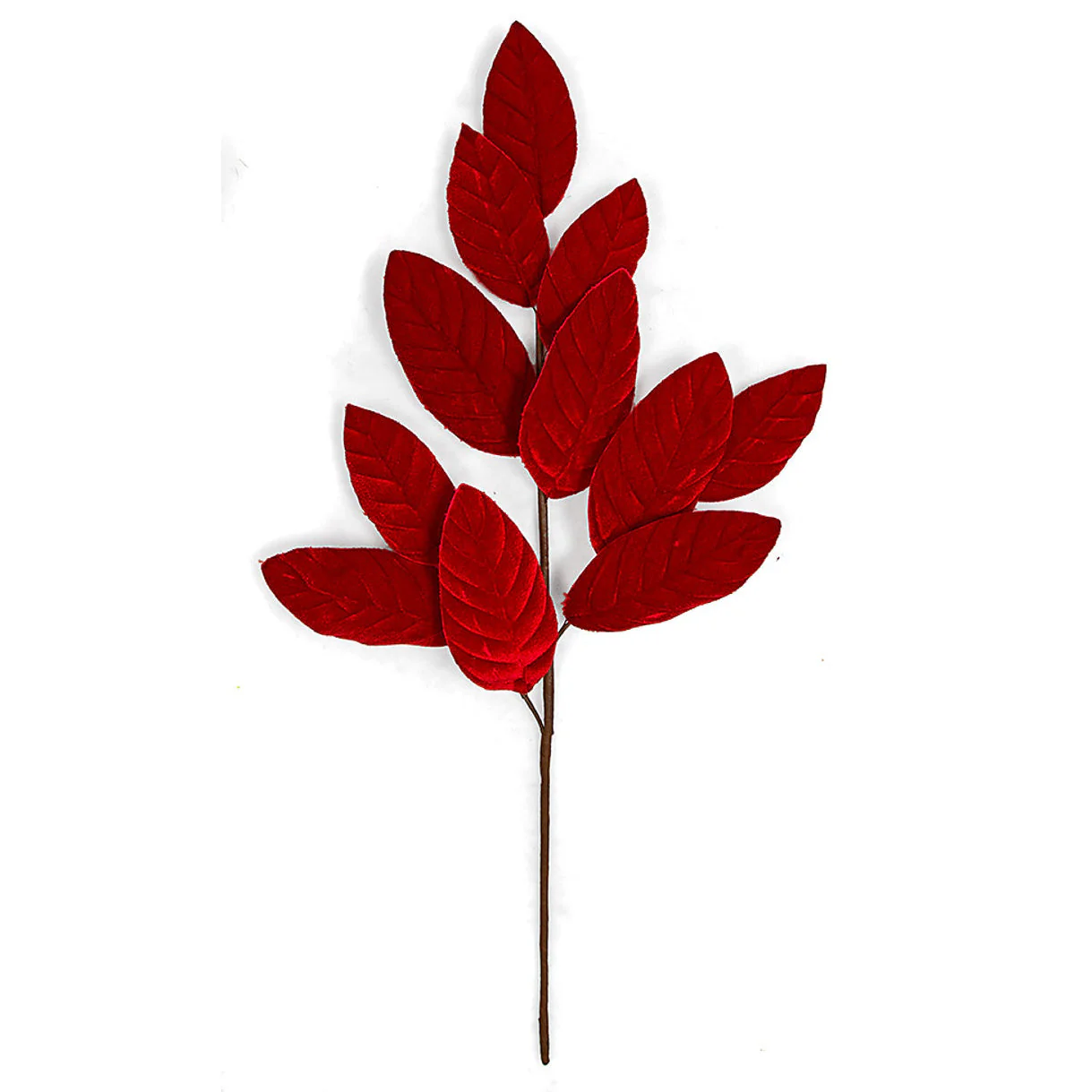 25.5" Artificial Velvet Magnolia Leaf Stem -Red (Pack of 36)
