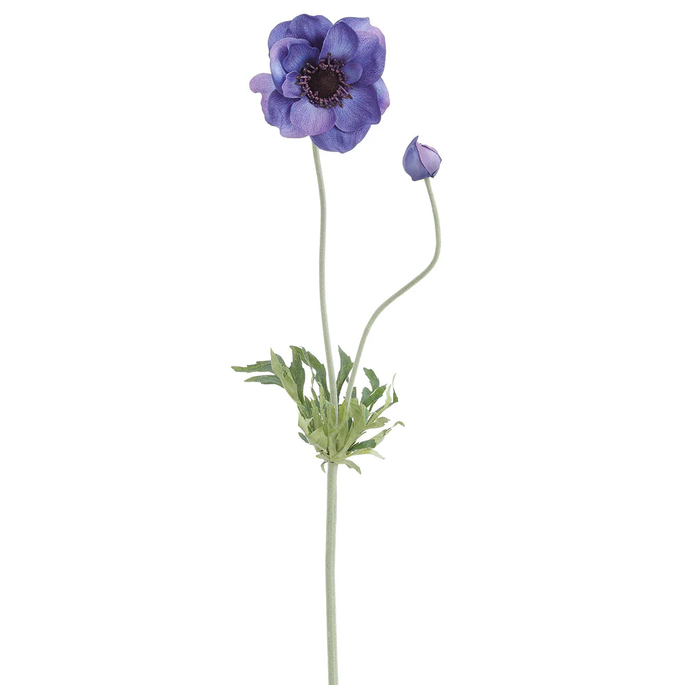 25" Anemone Silk Flower Stem -Blue/Helio (Pack of 12)