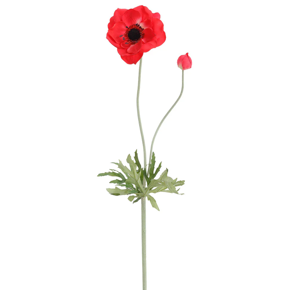 25" Anemone Silk Flower Stem -Red (Pack of 12)