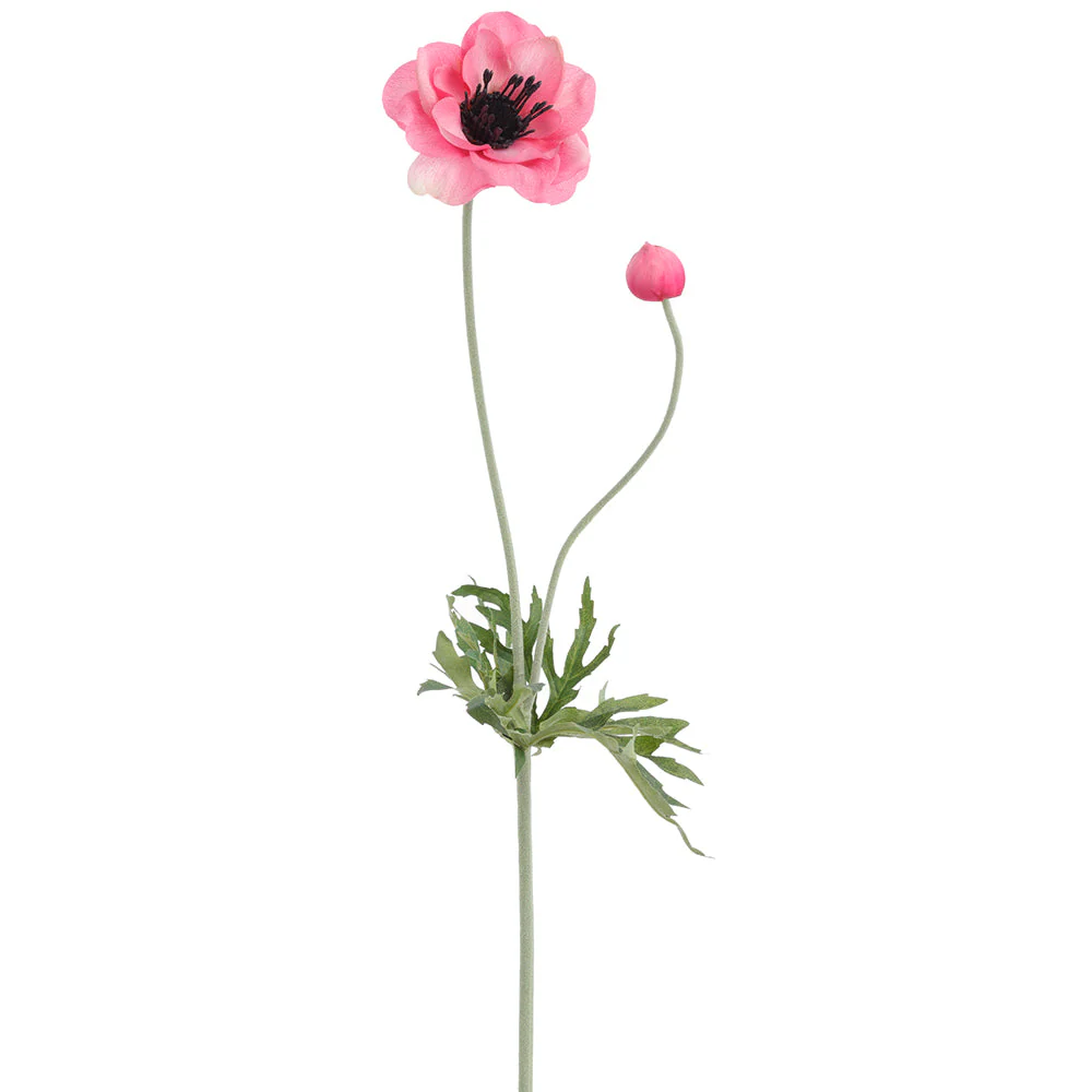 25" Anemone Silk Flower Stem -Rose (Pack of 12)
