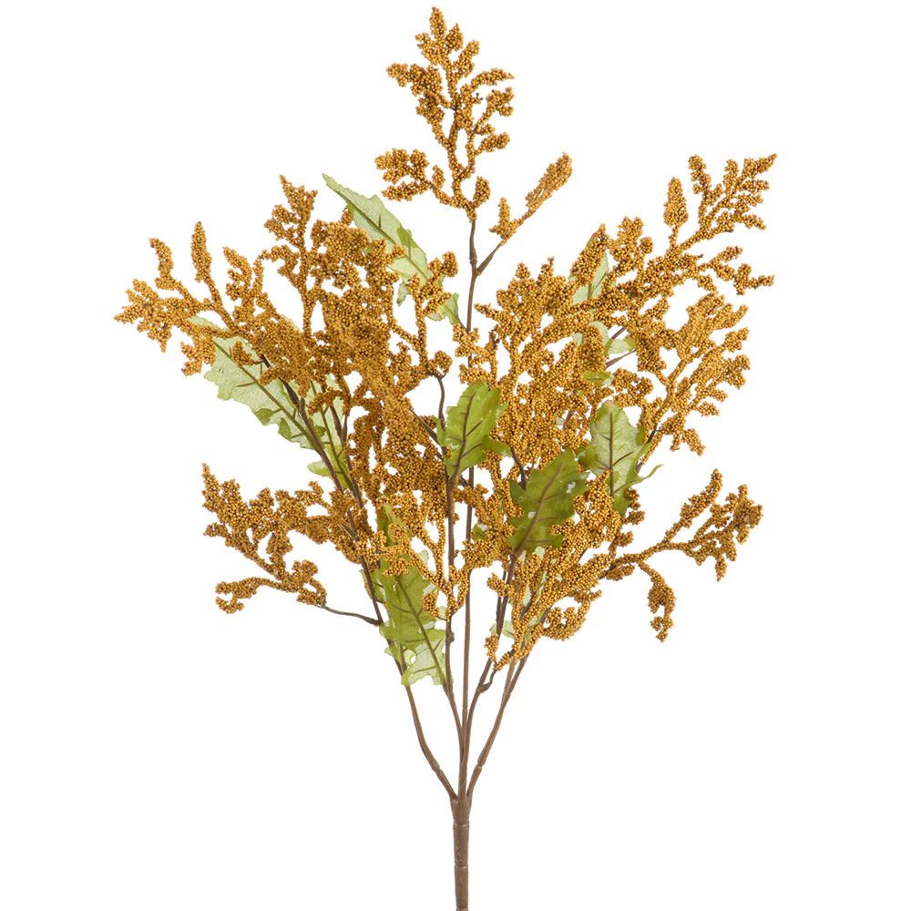 25" Artificial Mini Berry Bush -Mustard (Pack of 6)