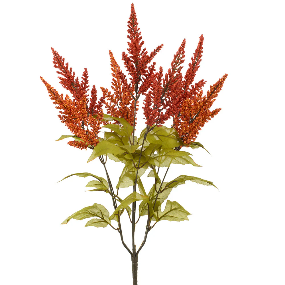 25" Astilbe Artificial Flower Bush -Flame/Orange (Pack of 12)