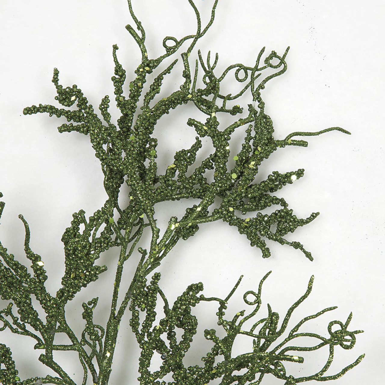 25" Beaded & Glittered Artificial Twig Stem -Dark Green (Pack of 24) - Image 2