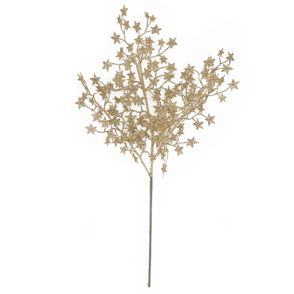 25" Glittered Artificial Star Leaf Stem -Gold (Pack of 12)