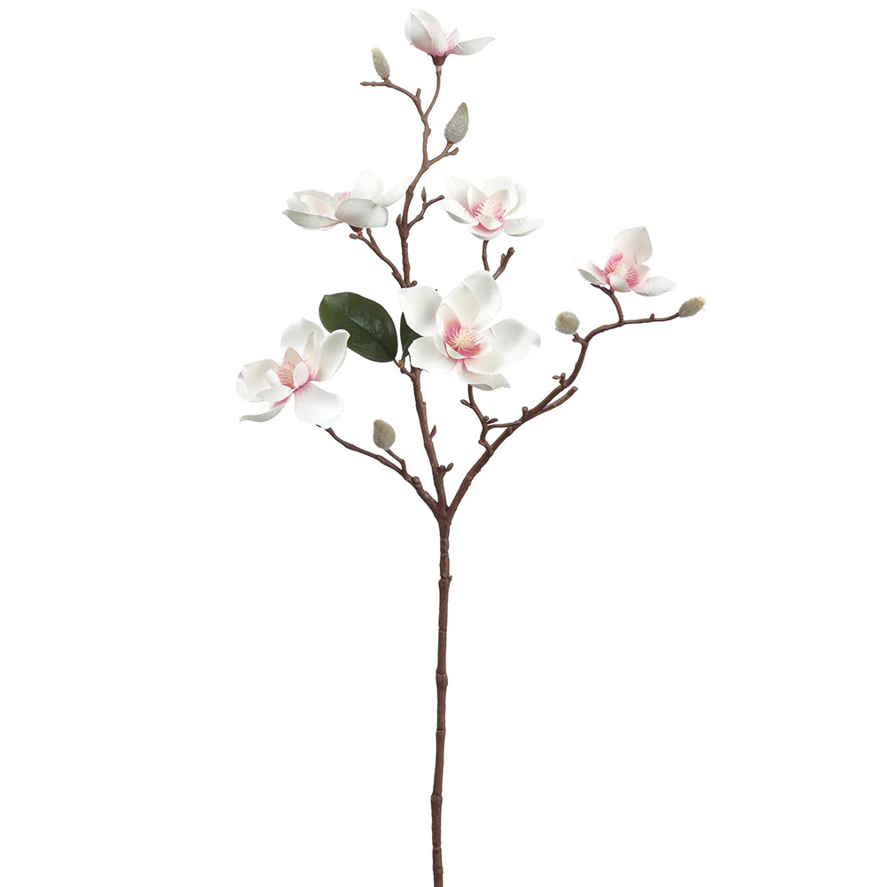 25" Magnolia Silk Flower Stem -Cream/Pink (Pack of 12)