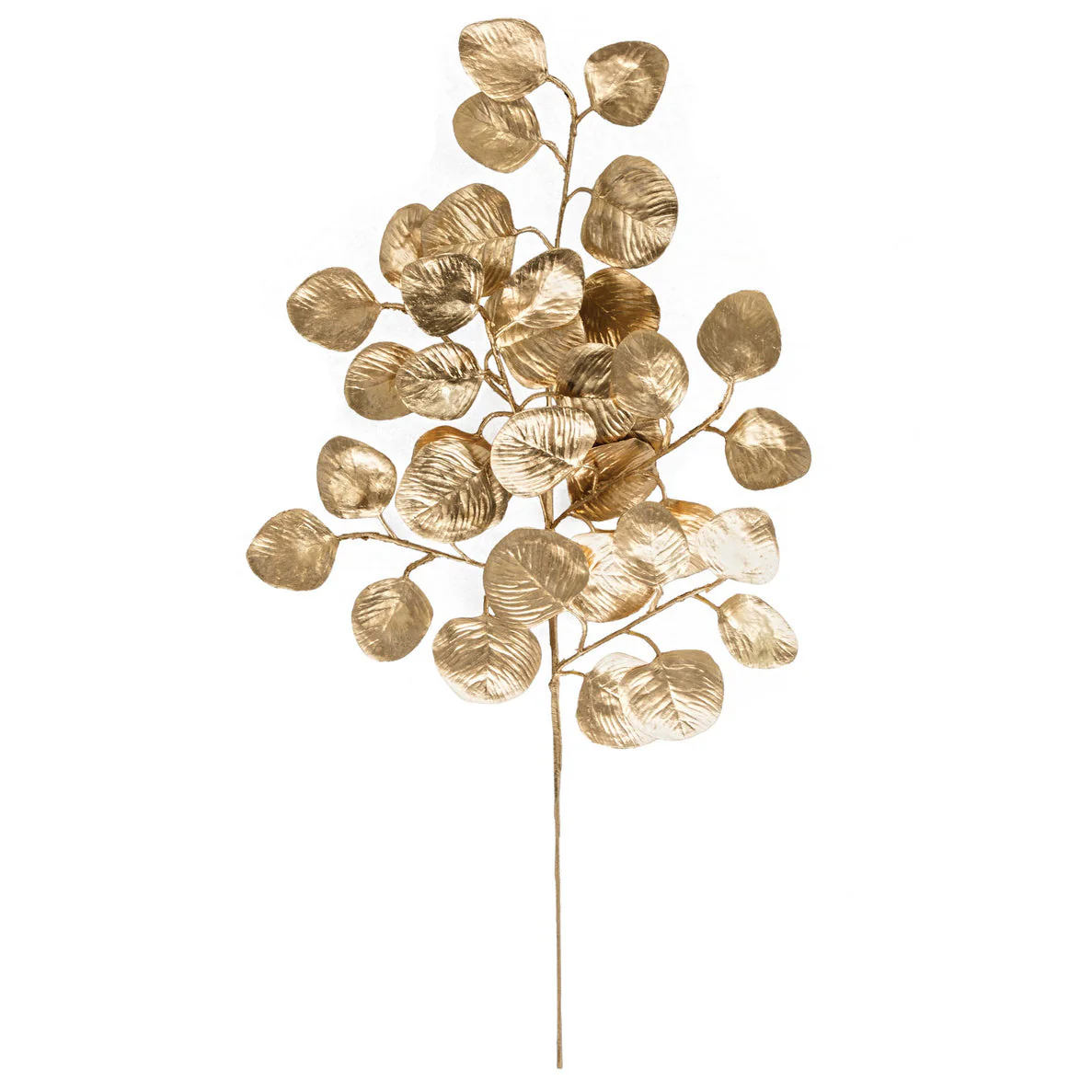 25" Metallic Artificial Silver Dollar Eucalyptus Leaf Stem -Gold (Pack of 24)