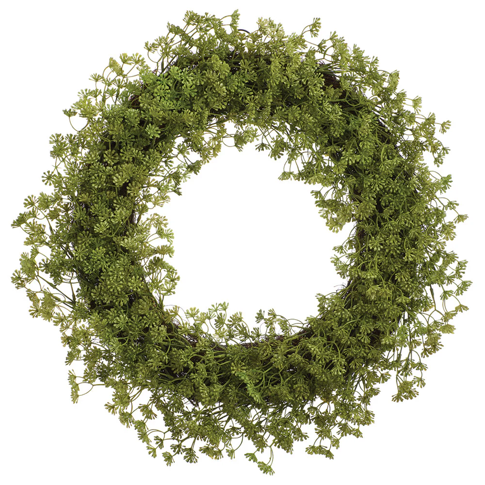 25" PE Sedum Artificial Wreath -Green