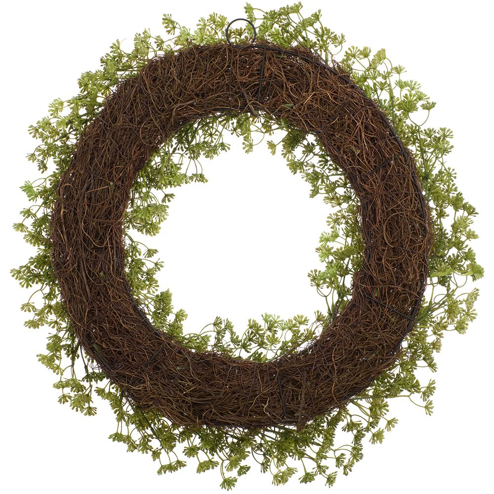 25" PE Sedum Artificial Wreath -Green - Image 2