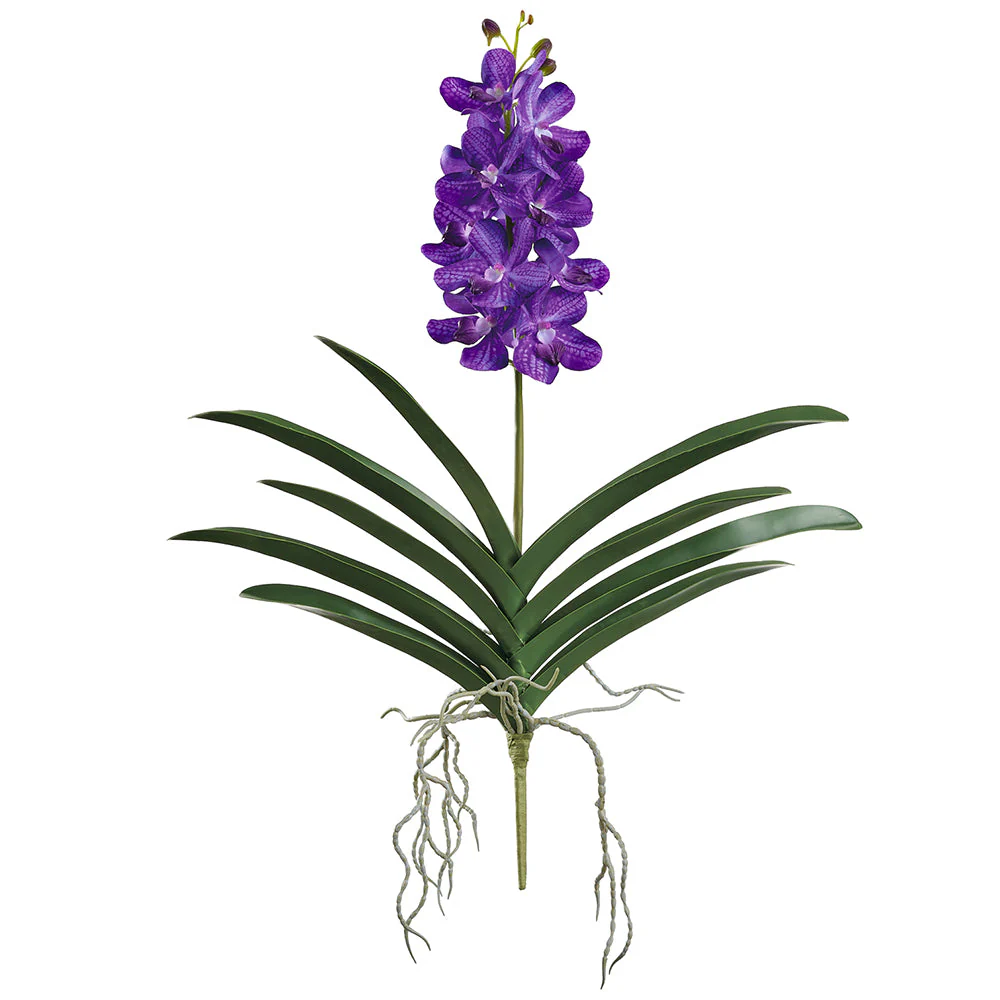 25" Real Touch Hand-Wrapped Vanda Orchid Silk Flower Stem -Delphinium Blue (Pack of 12)