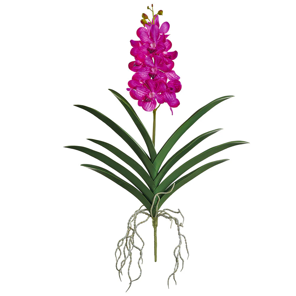 25" Real Touch Hand-Wrapped Vanda Orchid Silk Flower Stem -Fuchsia (Pack of 12)