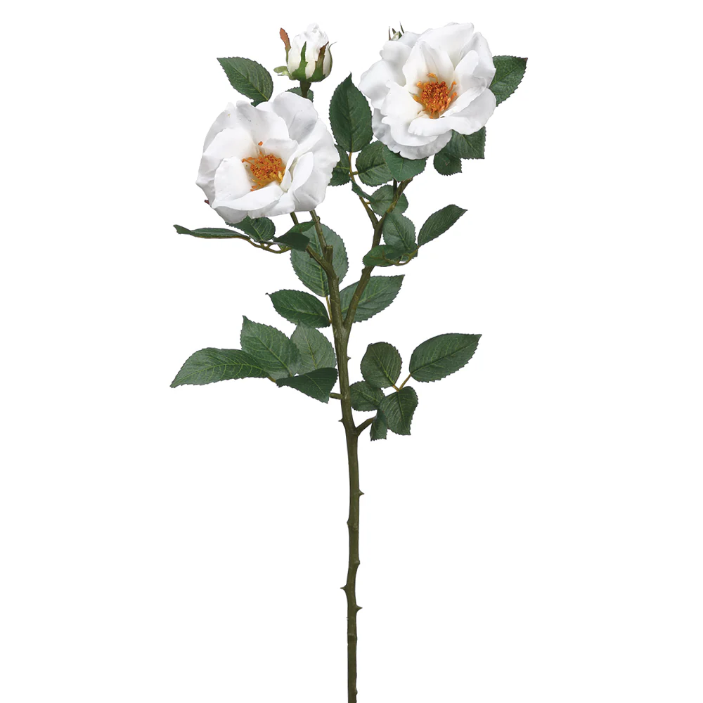 25" Real Touch Rose Silk Flower Stem -White (Pack of 12)