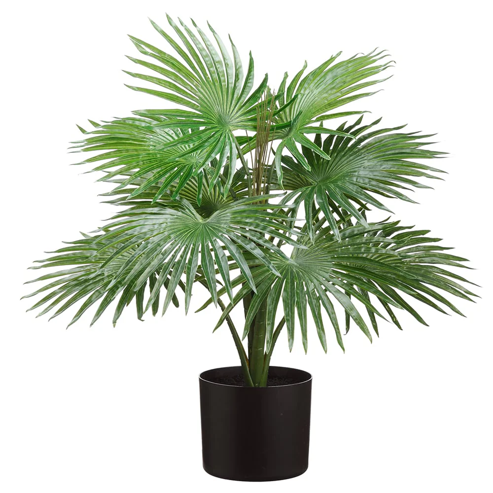 25" Real Touch Silk Fountain Palm Plant w/Plastic Pot -Green (Pack of 4)