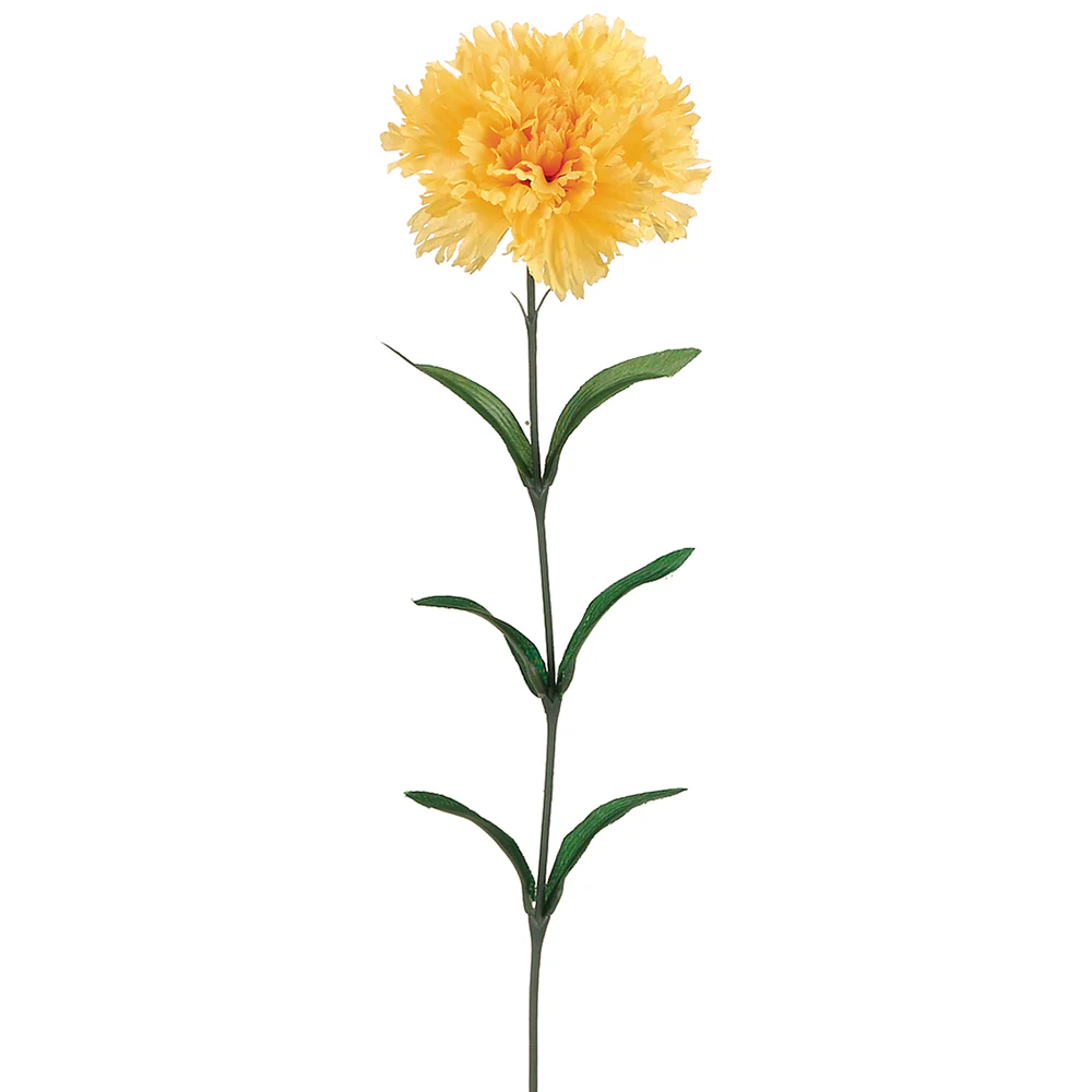 25" Silk Carnation Flower Spray -Yellow (Pack of 12)
