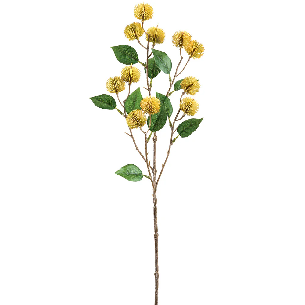 25" Thistle Artificial Flower Stem -Yellow (Pack of 12)
