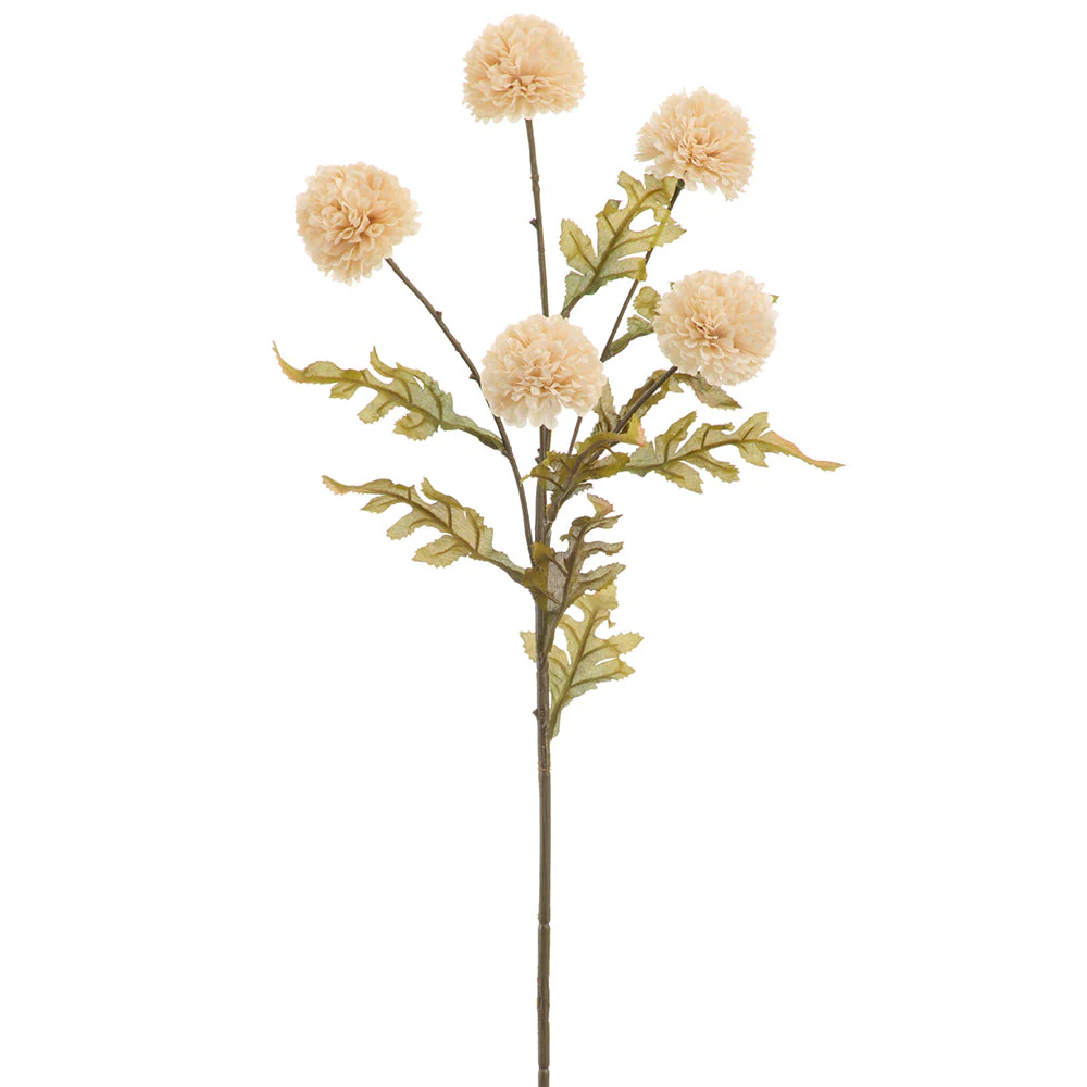 26.5" Ball Mum Silk Flower Stem -Beige (Pack of 12)