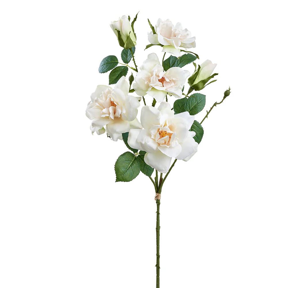 26.5" Rose Silk Flower Stem Bundle -Cream (Pack of 8)