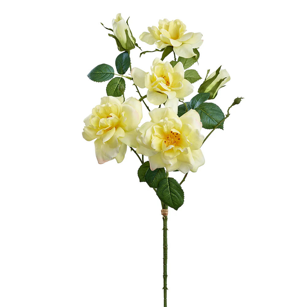 26.5" Rose Silk Flower Stem Bundle -Yellow (Pack of 8)